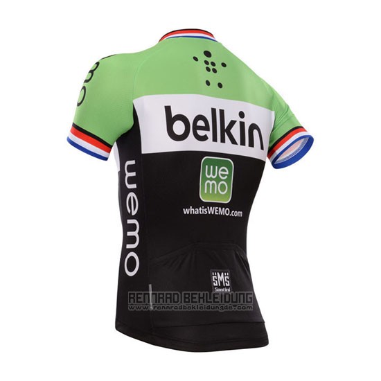 2014 Fahrradbekleidung Belkin Shwarz und Grun Trikot Kurzarm und Tragerhose